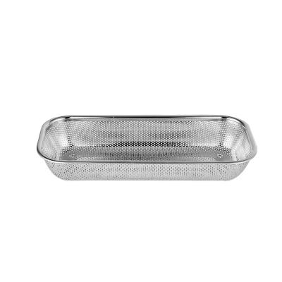 China Viable Rectangular Stainless Steel Chopstick Spoon Holder Or Food Punch Basket for sale