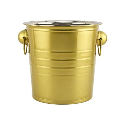 China Bar Tool Beer Wine Cooler Stainless Steel Sustainable Gold Champagne Bucket With Handle for sale