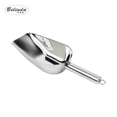 China Durable Multi Size Mirror Polish Thicken Stainless Steel Ice Scoop With Flat Bottom for sale