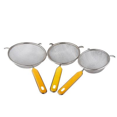 China Stainless Steel Sustainable Double Mesh Extra Fine Strainers With Plastic Handle for sale