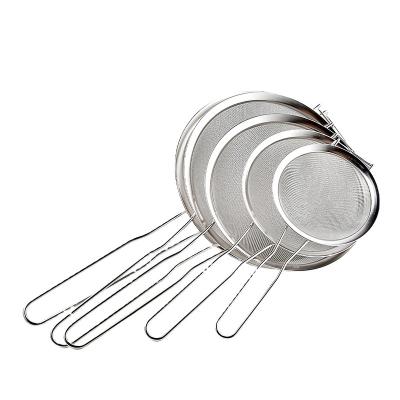 China Flour Viable Sieve Stainless Steel Tea Sieve Stainless Steel Fine Mesh Strainer Colander Wire Mesh Oil Filter Sieve for sale