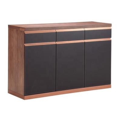 China Italian Luxury Black Wood Combination Buffet Restaurant Storage Three Door Buffet Cabinet Modern Restaurant Furniture for sale