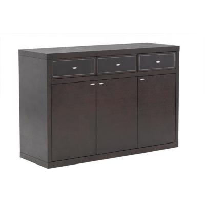 China Simple Design Combination Black Modern Wooden Sideboard Elegant Lockers Buffet Cabinet With 3 Drawers Dining Room Furniture for sale