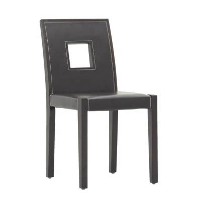 China Black Wood Dining Chairs Luxury Leather Living Room Combination Design Modern Hotel Wedding Furniture High Top Black Wood Dining Chair for sale