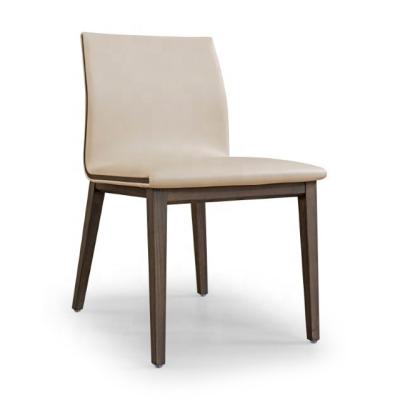 China Real Leather Light Solid Wood Luxury High Quality Simple Modern Leather Dining Chair for sale