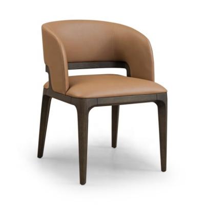 China Italian Luxury Simple Modern Combination Wood Leg Leather Cushion Dining Chair Restaurant Furniture Armchair for sale