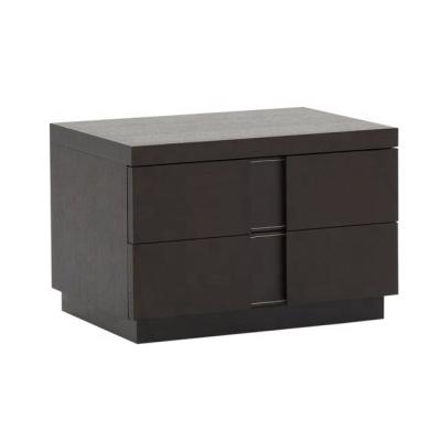 China Wooden Brown Bedside Table Fashion Design Fashion Bedside Table 2 Drawer Simple Modern Luxury High-Grade Hotel Room Bedroom Furniture for sale