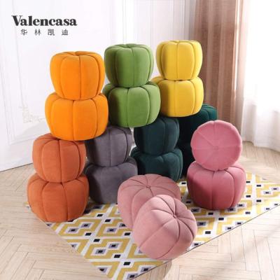 China Modern Living Room Ottoman High Quality Velvet Round Pumpkin Stools for sale