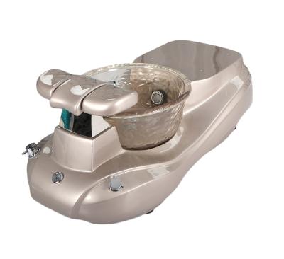 China Gold fiberglass pedicure massage chair spa parts pedicure bowl crystal pedicure basin for sale