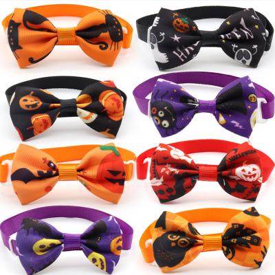 China Viable Colorful Halloween Ghost Festival Collar Pet Bell Collar Dog Tie Cat Tie Bow Pumpkin Necklace for sale