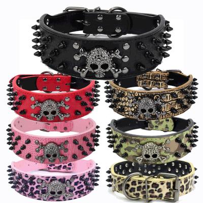 China Halloween Black Ghost Rivet Rivet Pet Collar Pu Dog Chain Dog Collar Viable Pet Products for sale