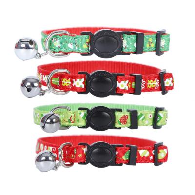 China Christmas Viable Color Manufacturer Cat Collar Bell Collar Nylon Colorful Printing Pet Products for sale