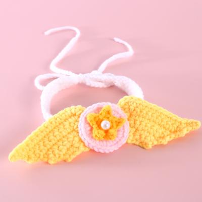 China Viable Pet Hand Knitted Wool Five Wing Acute Star Collar Cat Dog Birthday Collar Adjustable Collar for sale