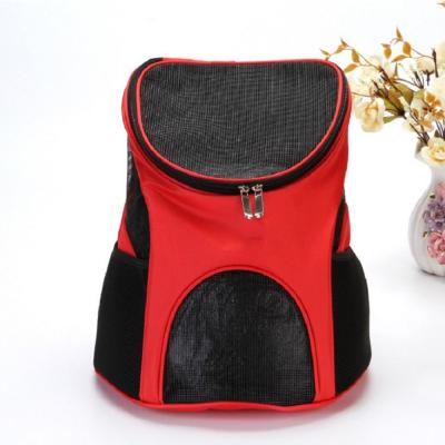 China Viable Portable Pet Backpack Mesh Ventilation Mesh Pet Bag Wholesale Dog Cat Double Shoulder Bag for sale