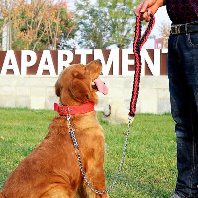 China Large Dog Braided Pull Chain Rope Set Dog Stain Chain Pet Supplies Viable Wholesale Pet Braided Leash Set for sale