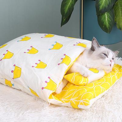 China Breathable A Variety Of Beautiful Japanese Designs And Colors Closed Washable Cat Blanket Comfortable Warm Pet Nest for sale