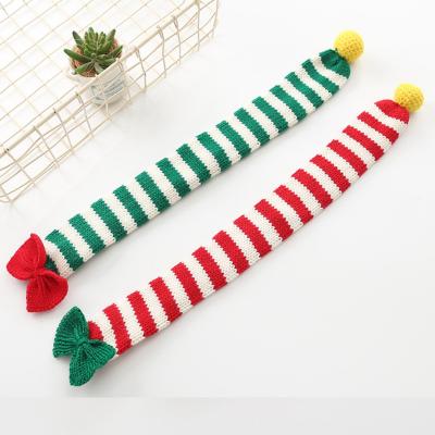 China Autumn and Winter Christmas Stripe Scarf Collar Custom Pet Accessories Sustainable Knitting Clothes for sale