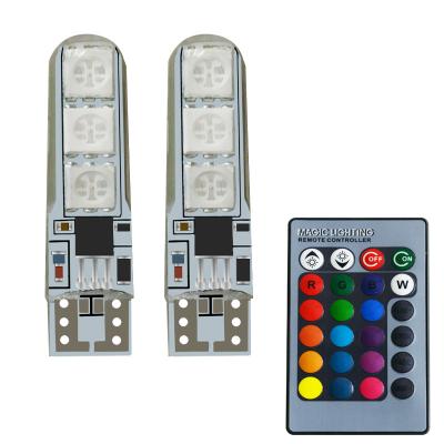 China Car Decoration Factory Supply T10 5050 6SMD RGB With Remote Control Multi Colors Changing LED Lamp Auto Car Led Interior Music Dancing Light for sale