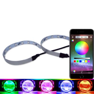 China App Control Car Motorcycle Bi Xenon Headlights Colorful Lens RGB LED Demon Eyes Devil Eyes Led, Auto Led Guide Light Ring 124 Spider (124_) for sale