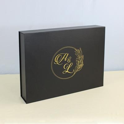 China Custom Luxury Packaging Box Custom Logo Printing Black Rigid Magnetic Gift Boxes With Magnetic Closure Lid for sale