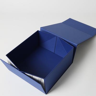 China Custom Size Blue Magnetic Folding Box Paper Gift Packaging Box For Wine Bottle for sale