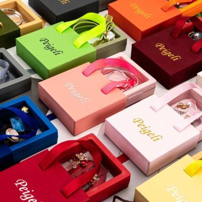 China Small Ribbon Pull Drawer Paper Box Cardboard Jewellery Gift Box With Drawer for sale