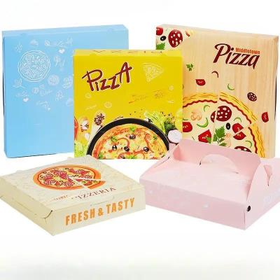 China Corrugated Board Kraft Paper Pizza Box for Delivery , Pizza Dough Box With Lid for sale