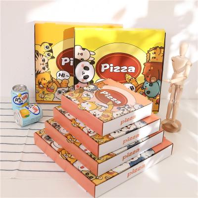 China 14 Inch paper Corrugated Pizza Packaging Box With Handle Self Erecting Design for sale