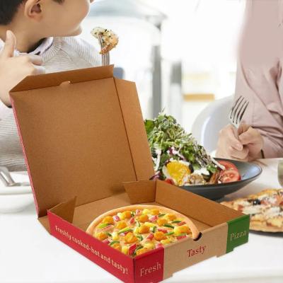 China Pizza-papierdoos Voedsel Kraftpapier Pizza-doos Verpakking Op maat met logo Te koop