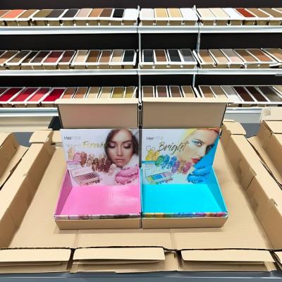 China Custom Color Cardboard Display Box Cosmetic Corrugated Display Cases For Eye Shadow for sale