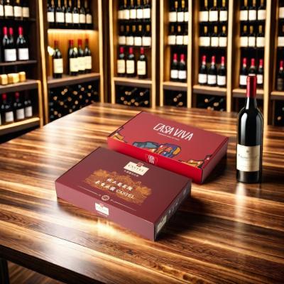 China 2024 Red Wine Mailer Box Custom Packaging Boxes 3 layer E-flute Corrugated Paper Boxes for sale