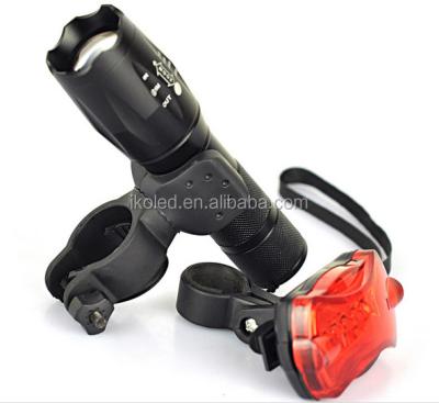 China high quality and brand new rear light and adjustable front T6 zoomable flashlight for XML T6 bike for sale