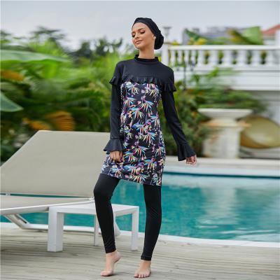 China Women Printed Floral Muslim Islamic Sport Burkinis M L XL XXL XXXL Swim Wear Hijab Muslimah Swimsuit Swimwear for sale