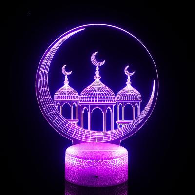 China The new Muslim colorful acrylic night light can touch the architectural atmosphere Muslim night light for sale