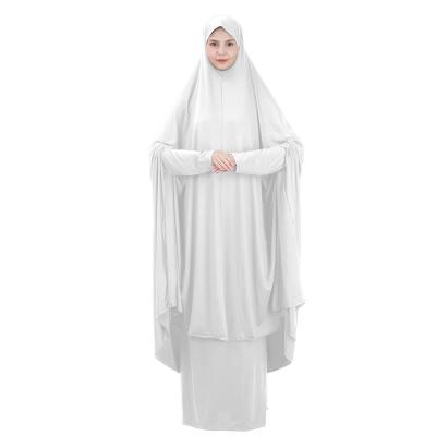 China Wholesale prayer hijab sleeveless french abaya solid color french jilbab 2 pieces set dubai hijab muslim abaya dress for sale