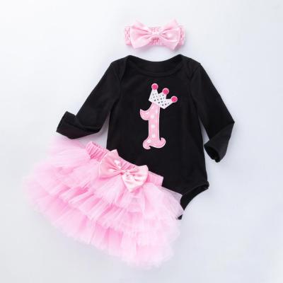 China MIA 3Pcs/set cute anti-shrink birthday rompers dress set red tutu dress fashion baby rompers dress 3-6 months for sale