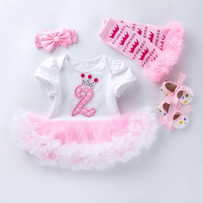 China MIA 4pcs/set Fashion Anti-Shrink Baby Rompers Dress Set Cute Costumes For Girls Designer Birthday Rompers Baby for sale