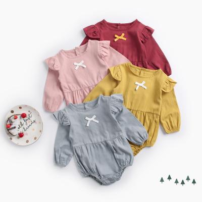 China Longsleeve MIA New Baby Winter Rompers Ruffle Long Sleeve Plain Baby Rompers for sale