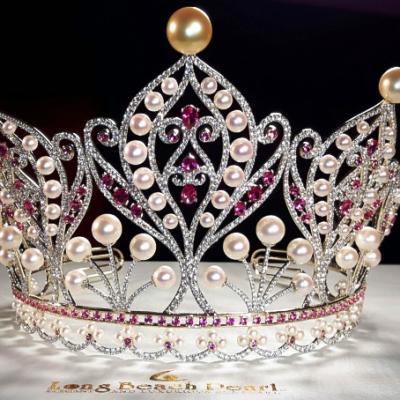 China Pageant Rhinestone Crowns Pearl Crowns Miss Beauty Pageant Crowns for sale