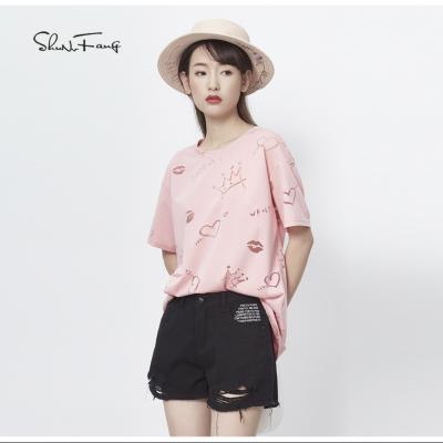 China 100% Cotton Casual Women's Fashion Trend Girl's T-Shirt For Youth for sale