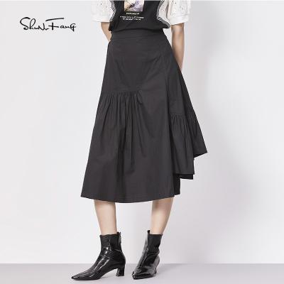 China Breathable ladies swing to button retro pleated skirt decorated elastic waistband for sale