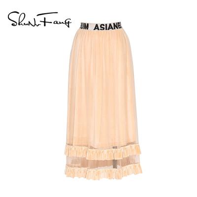 China New Spring 2021 Half Skirt Half Skirt Ruffled Princess Pleated Dress Long Skirt Breathable for sale