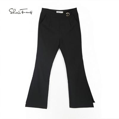 China Wholesale High Quality Black Lady Anti-Wrinkle Slim Office Suit Pants Fitted Fashion Women Flared Pants for sale