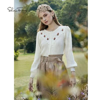 China Hot Selling New Fashionable Style Anti-Wrinkle Beautiful High Quality 100% Acrylic Fashionable Women's Sweaters for sale