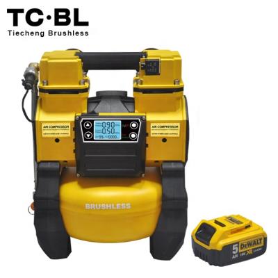 China OIL-LESS Car Tire DC Brushless Silent Mini Portable Pneumatic Oil Less 12v Air Compressor Pump Tank 5L Alum. for sale