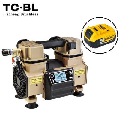 China OIL-LESS Mini Tire OIL-LESS Silent Car Oilless Cordless Portable Brushless Pneumatic Inflator 1HP DC Air Compressor Oil Free Pump 18V for sale