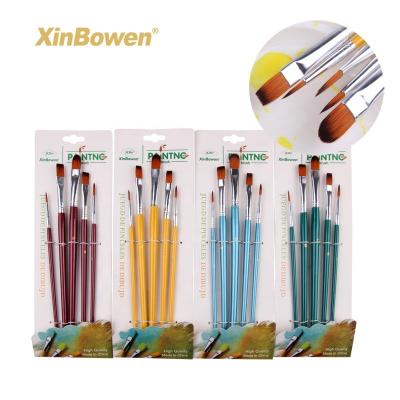 China Paint Factory Wholesale Four Style Paint Tools 5 Pieces Hair Nylon Acrylic Watercolor Set Brush For Artist for sale