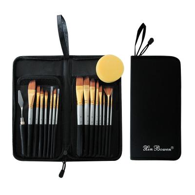 China Acrylic/Watercolor/Artist Paint Brush Set of Brushes Wholesale 17Pcs/Set Xinbowen Factory Quality Oil Painting Artist Oil Painting with Canvas Bag for sale