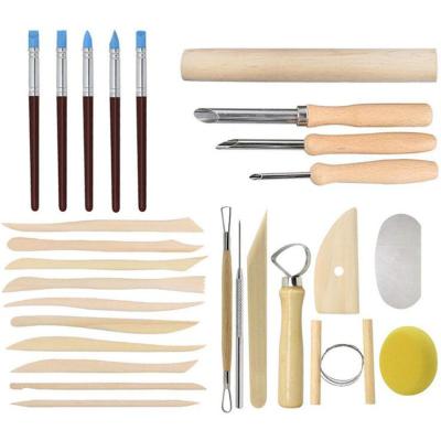 China Multi Functional Sculpture Clay Tools Set Xinbowen 45 Pcs Mix Styles Different Style Pottery Art And Craft Tool Set With Plastic Box for sale