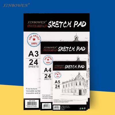 China Xinbowen Hot Sale A3 A4 A5 Paper Size Sketch Pad Sketch Book Drawing Paper 160gsm And 120Gsm With 24 Sheets for sale